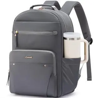 LOVEVOOK Laptop Backpack for Women with Leather Trim & Tumbler Pockets, 15.6" Work Backpack Purse, Travel Personal Item Bag, Carry On Business Computer Bag for Office, School, Gift, Lustrous Graphite LOVEVOOK Laptop Backpack for Women with Leather Trim & Tumbler Pockets, 15.6" Work Backpack Purse, Travel Personal Item Bag, Carry On Business Computer Bag for Office, School, Gift, Lustrous Graphite