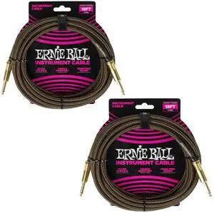 Ernie Ball Braided Instrument Cable Set Straight/Straight Length 18ft in Pay Dirt (P06432) - Pack of 2 Ernie Ball Braided Instrument Cable Set Straight/Straight Length 18ft in Pay Dirt (P06432) - Pack of 2