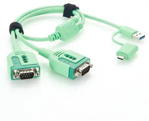 Plinkwirekb 2 Port USB A & USB C to Dual DB9 Male RS232 Serial Cable with FTDI Chipset USB Serial COM Port Adapter for Windows, Linux, Android, macOS (DB9 Male, 0.6m) Plinkwirekb 2 Port USB A & USB C to Dual DB9 Male RS232 Serial Cable with FTDI Chipset USB Serial COM Port Adapter for Windows, Linux, Android, macOS (DB9 Male, 0.6m)