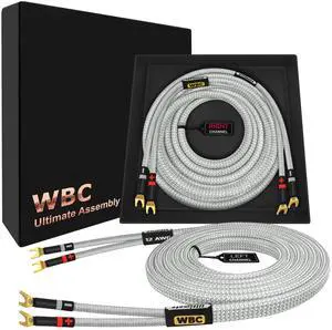 WORLDS BEST CABLES 25 Foot Ultimate - 12 AWG - Ultra-Pure OFC - Premium Audiophile HiFi Speaker Cable Pair with Eminence Spade Plugs & Silver Tweed Jacket WORLDS BEST CABLES 25 Foot Ultimate - 12 AWG - Ultra-Pure OFC - Premium Audiophile HiFi Speaker Cable Pair with Eminence Spade Plugs & Silver Tweed Jacket