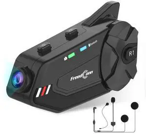 FreedConn Motorcycle Helmet Headset with Camera R1plus Helmet Intercom 1080P WiFi Motorcycle Communication Systems with CVC Noise Cancellation/Music Sharing /IP65 Waterproof(Comes with 64G TF Card) FreedConn Motorcycle Helmet Headset with Camera R1plus Helmet Intercom 1080P WiFi Motorcycle Communication Systems with CVC Noise Cancellation/Music Sharing /IP65 Waterproof(Comes with 64G TF Card)
