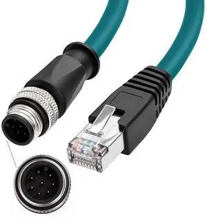 ZBLZGP M12 8-Pin A-Code to RJ45 CAT6 Ethernet Cable, Shielded IP67 Waterproof for Cognex in-Sight & DataMan & Omron MicroHawk, 3.3ft (1M) ZBLZGP M12 8-Pin A-Code to RJ45 CAT6 Ethernet Cable, Shielded IP67 Waterproof for Cognex in-Sight & DataMan & Omron MicroHawk, 3.3ft (1M)
