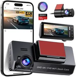 Dash Cam Front and Rear 5GHz WiFi Dashcam with CPL, 4K+1080P Dual Dash Camera for Cars, 3.69" IPS Screen Dashcam with 64GB SD Card, App Control, 24H Parking Mode, Super Night Vision, Loop Recording Dash Cam Front and Rear 5GHz WiFi Dashcam with CPL, 4K+1080P Dual Dash Camera for Cars, 3.69" IPS Screen Dashcam with 64GB SD Card, App Control, 24H Parking Mode, Super Night Vision, Loop Recording