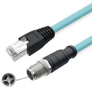 Pidwaok M12 to RJ45 Cat7 Ethernet Cable, 10Gbps 10 Gigabit, High Flexible PUR Jacket, Shielded Twisted Pair (STP) for Industrial Automation (8 Pin X-Code Male to RJ45, 1 Meter) Pidwaok M12 to RJ45 Cat7 Ethernet Cable, 10Gbps 10 Gigabit, High Flexible PUR Jacket, Shielded Twisted Pair (STP) for Industrial Automation (8 Pin X-Code Male to RJ45, 1 Meter)