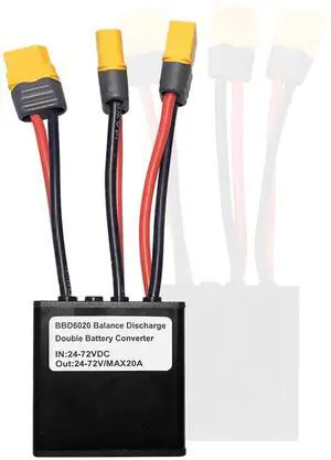 Dual Battery Connector, 20V-72V DC E-Bike Dual Battery Discharge Converter XT60 Port Adapter Battery Capacity Double Battery Pack Switch Balancer (20A) Dual Battery Connector, 20V-72V DC E-Bike Dual Battery Discharge Converter XT60 Port Adapter Battery Capacity Double Battery Pack Switch Balancer (20A)