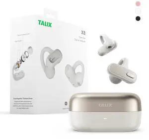 TALIX Open Ear Clip-On Earbuds X8 with AI ENC & Powerful Bass, Wireless Bluetooth 6.0, IPX4 Sweatproof Fitness Headphones, Physical Buttons, 5g Lightweight Ear Buds with Multi-Device Switching, TALIX Open Ear Clip-On Earbuds X8 with AI ENC & Powerful Bass, Wireless Bluetooth 6.0, IPX4 Sweatproof Fitness Headphones, Physical Buttons, 5g Lightweight Ear Buds with Multi-Device Switching,