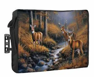 Deer Outdoor TV Cover Waterproof Weatherproof, Deer Standing by a Stream Sunset Forest Television Covers for 48 to 50 Inch Nature landscape Outside TV Screen Protector Shield, 48"W x 30"H x 4.5"D Deer Outdoor TV Cover Waterproof Weatherproof, Deer Standing by a Stream Sunset Forest Television Covers for 48 to 50 Inch Nature landscape Outside TV Screen Protector Shield, 48"W x 30"H x 4.5"D