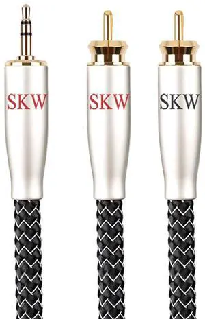 SKW High-End WG Series 3.5mm to Dual RCA Stereo Audio Cable (6.5ft/2m) - Copper & Silver Strand Cable SKW High-End WG Series 3.5mm to Dual RCA Stereo Audio Cable (6.5ft/2m) - Copper & Silver Strand Cable