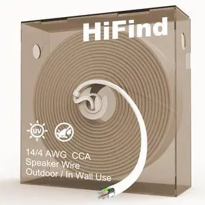 HiFind 14/4 Gauge AWG Outdoor Speaker Wire Bulk 200 FT With Easy Pull Box, LLDPE UV Resistant Low Voltage CCA 4 Conductors Cable, CL2 In-Wall Burial for Home Theater,Car Audio,Automotive,Trailer-White HiFind 14/4 Gauge AWG Outdoor Speaker Wire Bulk 200 FT With Easy Pull Box, LLDPE UV Resistant Low Voltage CCA 4 Conductors Cable, CL2 In-Wall Burial for Home Theater,Car Audio,Automotive,Trailer-White