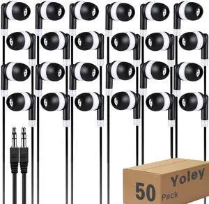 Yoley Bulk Earbud Headphones 50 Pack for School Classroom Kids, Wholeslae Wired Durable Earphones Class Set for Students Children Toddler Teens Boys Girls and Adult (Black, 50pcs) Yoley Bulk Earbud Headphones 50 Pack for School Classroom Kids, Wholeslae Wired Durable Earphones Class Set for Students Children Toddler Teens Boys Girls and Adult (Black, 50pcs)