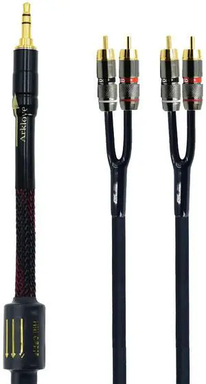 Arklove 3ft Shielded 1/8" aux Input 3.5mm RCA Output Splitter Stereo Audio Video Cable Out 3.5 Male to 4 RCA Male in Dual Speaker Cord 24k Gold Plated Arklove 3ft Shielded 1/8" aux Input 3.5mm RCA Output Splitter Stereo Audio Video Cable Out 3.5 Male to 4 RCA Male in Dual Speaker Cord 24k Gold Plated
