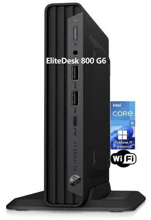 HP EliteDesk 800 G6 Business Mini PC Desktop Computer, Intel Hexa-Core i5-10400 (Beat i7-8700), 32GB DDR4 RAM, 1TB PCIe SSD, WiFi, Bluetooth, Type-C, Keyboard & Mouse, Windows 11 Pro, Tilsiy Cable