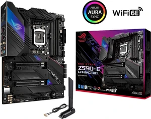 ASUS ROG Strix Z590-E Gaming WiFi 6E LGA 1200 (Intel 11th/10th Gen) ATX Gaming Motherboard (PCIe 4.0, 14+2 Power Stages, DDR4 5333+, Dual Intel 2.5 Gb LAN, Bluetooth v5.2, 4 x M.2/NVMe SSD and AURA RG ASUS ROG Strix Z590-E Gaming WiFi 6E LGA 1200 (Intel 11th/10th Gen) ATX Gaming Motherboard (PCIe 4.0, 14+2 Power Stages, DDR4 5333+, Dual Intel 2.5 Gb LAN, Bluetooth v5.2, 4 x M.2/NVMe SSD and AURA RG