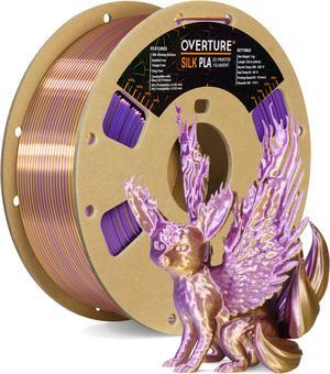 OVERTURE Silk PLA 1.75mm Dual Color Filament, Clog-Free Shiny 3D Printer Filament, 1kg Spool(2.2lbs), Dimensional Accuracy +/- 0.03 mm, Fit Most FDM Printer (Purple & Gold)