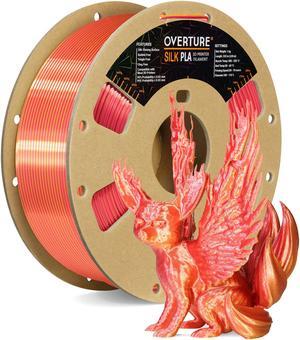 OVERTURE Silk PLA 1.75mm Dual Color Filament, Clog-Free Shiny 3D Printer Filament, 1kg Spool(2.2lbs), Dimensional Accuracy +/- 0.03 mm, Fit Most FDM Printer Red+Gold