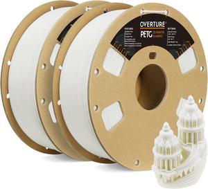 OVERTURE PETG Filament 1.75mm, 3D Printer Filament, 1kg Filament (2.2lbs), Dimensional Accuracy 99% Probability +/- 0.03 mm, Fit Most FDM Printer (White*2)
