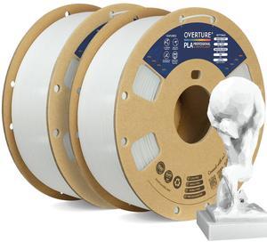 OVERTURE PLA Plus (PLA+) Filament 1.75mm PLA Professional Toughness Enhanced PLA Roll, Cardboard Spool, Premium PLA 1kg(2.2lbs), Dimensional Accuracy 99% Probability +/- 0.03mm (White *2)