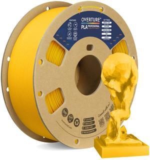OVERTURE PLA Plus (PLA+) Filament 1.75mm PLA Professional Toughness Enhanced PLA Roll, Cardboard Spool, Premium PLA 1kg(2.2lbs), Dimensional Accuracy 99% Probability +/- 0.03mm (Yellow)