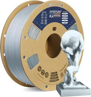 OVERTURE PLA Plus (PLA+) Filament 1.75mm PLA Professional Toughness Enhanced PLA Roll, Cardboard Spool, Premium PLA 1kg(2.2lbs), Dimensional Accuracy 99% Probability +/- 0.03mm (Silver Metal)