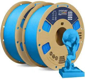 OVERTURE PLA Plus (PLA+) Filament 1.75mm PLA Professional Toughness Enhanced PLA Roll, Cardboard Spool, Premium PLA 1kg(2.2lbs), Dimensional Accuracy 99% Probability +/- 0.03mm Digital (Blue *2)