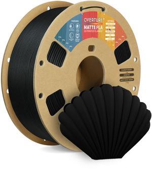 OVERTURE PLA Matte Filament 1.75mm, Matte PLA Roll 1kg Cardboard Spool (2.2lbs), Dimensional Accuracy +/- 0.03 mm (Black)