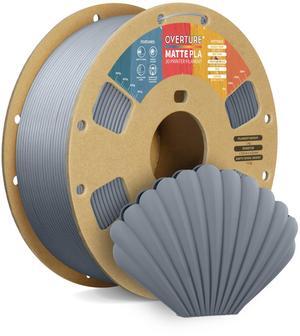 OVERTURE PLA Matte Filament 1.75mm, Matte PLA Roll 1kg Cardboard Spool (2.2lbs), Dimensional Accuracy +/- 0.03 mm (Light Grey)