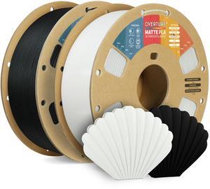 OVERTURE PLA Matte Filament 1.75mm, Matte PLA Roll 1kg Cardboard Spool (2.2lbs), Dimensional Accuracy +/- 0.03 mm (Black+White)