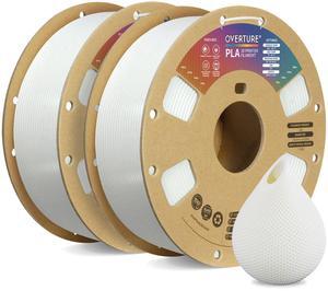 OVERTURE PLA Filament 1.75mm PLA 3D Printer Filament, 1kg Cardboard Spool (2.2lbs), Dimensional Accuracy +/- 0.03mm, Fit Most FDM Printer (White*2)