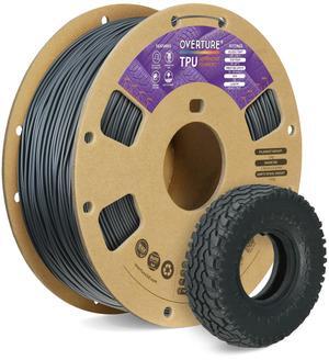 OVERTURE TPU Filament 1.75mm Flexible TPU Roll, Soft 3D Printer Consumables, 1kg Spool (2.2 lbs), Dimensional Accuracy +/- 0.03 mm (Space Gray)