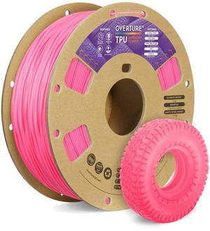 OVERTURE TPU Filament 1.75mm Flexible TPU Roll, Soft 3D Printer Consumables, 1kg Spool (2.2 lbs), Dimensional Accuracy +/- 0.03 mm (Bright Pink)