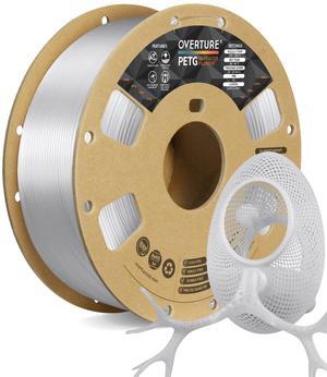 OVERTURE PETG Filament 1.75mm, 3D Printer Filament, 1kg Filament (2.2lbs), Dimensional Accuracy 99% Probability +/- 0.03 mm, Fit Most FDM Printer (Transparent)