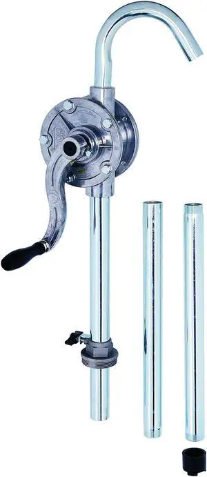 JAANHUEI RP91AJH Aluminum Rotary Drum Pump Hand Pump for Drum Barrels Patented in Taiwan Silver/Grey 56.1 inches (142.5 cm) PPS Vane, NBR Seals 9.4 oz. (280 cc) per rotation for 5, 15, 30, 55 gal