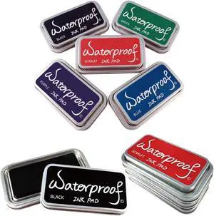 Waterproof 5 Colors Ink Pad for Stamps,Permanent, Waterproof Ink Pads,Ink Pads for Rubber Stamps, Rubber Stamps Pads- Permanent, Waterproof, Stamp Pads for Card Making, Scrapbooking Supplies