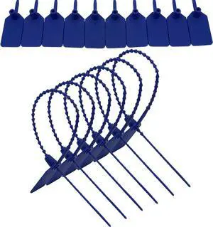 JAVIKA 250pcs Plastic Tamper Seal Tags, Cable Labels, Pull-Tite Security Seal, Zip Ties, Cord Labels for Luggage Tag, Electronics, Cable Management Ties, Fire Extinguisher Tags-(9.2 inch, blue)