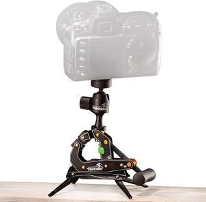 TAKEWAY Camera Clamp Mount Tabletop C Clamp Mount Stand with Phone Holder, 360°Rotatable Mini Ball Head and 1/4" Screew Quick Release Clamp for GoPro/Brinno/DSLR/MILC/SLR Camera and Smartphone