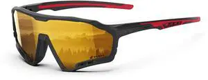 Sport Sunglasses for Mens Womens, Lightweight Frame, Non-Slip Nose Pads for Hiking, and Running, UV400 Protection-Golden Color
