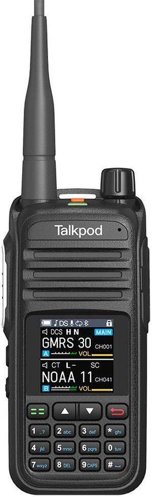 Talkpod A36Plus GMRS Handheld Two Way Radio Walkie Talkies for Adults Long Range with VHF UHF Receive, 5W Output, 512 Channels, 1.44inch Color Screen (Black)