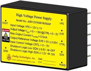 Analog Technologies Compact DIP High Voltage Power Supply 0 to -2kV Output Voltage 0.5mA Output Current 12V Input DC DC Converter AHV12VN2KVR5MAP