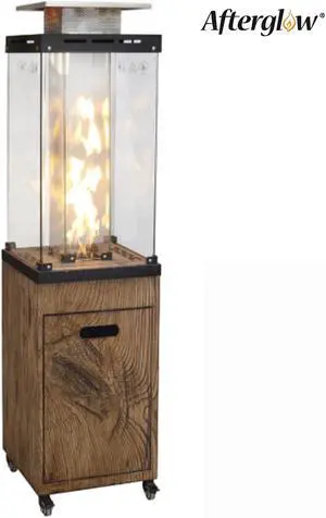 Faux Woodgrain Texture Outdoor Gas Fire Heater With Tempered Glass