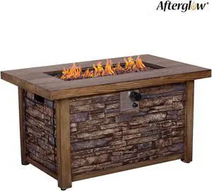 Retangular Internal Gas Tank Fire Table for Outdoor Use 50000Btu, Brown