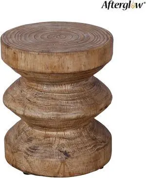 Round Wood Look Accent Table, Stool, Wood Stump, Wood Color