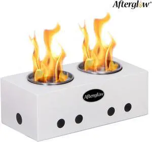 Steel Tabletop Fire Pit  Indoor&Outdoor, Portable  Fire Bowl Burning Ethanol or Gel Fuel  for Balcony or Living Room, White