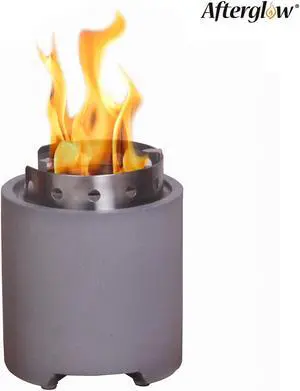 Terrafab Mini Camping Tabletop Fire Pit Round Concrete Texture Fire Bowl
