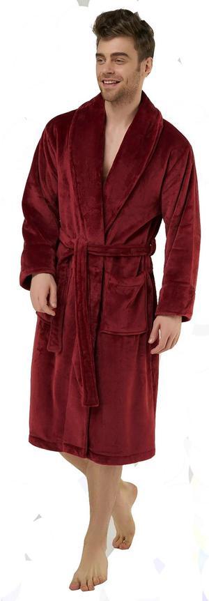 Heavy Burgundy Terry Cloth Robe for Men, One Size Adult, 100% Cotton. Spa & Resort Sales