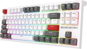 RK ROYAL KLUDGE R87 Wired Mechanical Keyboard 87 Key RGB Backlit Hot-swappable Gamer Keyboard Customised Keycaps with Dust Cover Blue Switch White