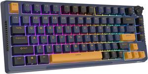 RK ROYAL KLUDGE H81 Wireless Gaming Keyboard, Knob Control Triple Mode BT5.1/2.4Ghz/USB-C 75% Mechanical Keyboard Gasket Mount with RGB Backlit 3750mAH Battery, Hot Swappable Skycan Switches