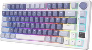 RK ROYAL KLUDGE M75 Mechanical Keyboard 24GHzBluetoothUSBC Wired Gaming Keyboard 75 Layout 81 Keys Gasket Mounted with OLED Smart Display  Knob RGB Backlit HotSwappable Brown Switch