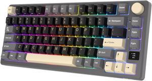 M75 RK ROYAL KLUDGE 2.4G Wireless/Bluetooth/USB-C Mechanical Keyboard 81Keys RGB Hot-Swappable Gasket Gamer Keyboard with Screen RK Brown Black