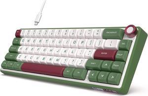 RK ROYAL KLUDGE R65 Wired Gaming Keyboard with Volume Knob, 60% Percent RGB Backlit Mechanical Keyboard Gasket Mount with PBT Keycaps, MDA Profile, 66 Keys Hot Swappable Chartreuse Switch, Green