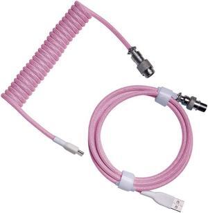 RK Royal Kludge Custom Make Single Sleeved Pet Mechanical Keyboard Coiled USB Pink